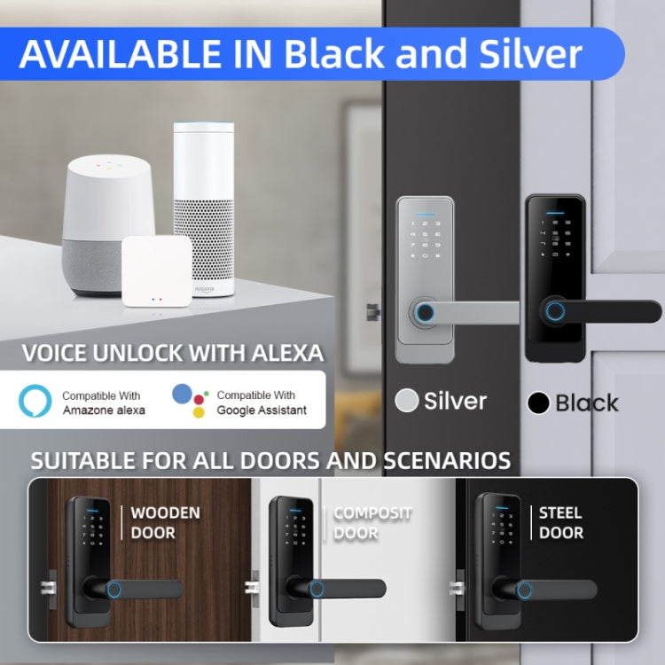 C89 Smart Fingerprint Password Lock Home Indoor Door TUYA System Lock, C89 Black, C89 Silver C89 Smart Fingerprint Password Lock Home Indoor Door TUYA System Lock, C89 Black, C89 Silver